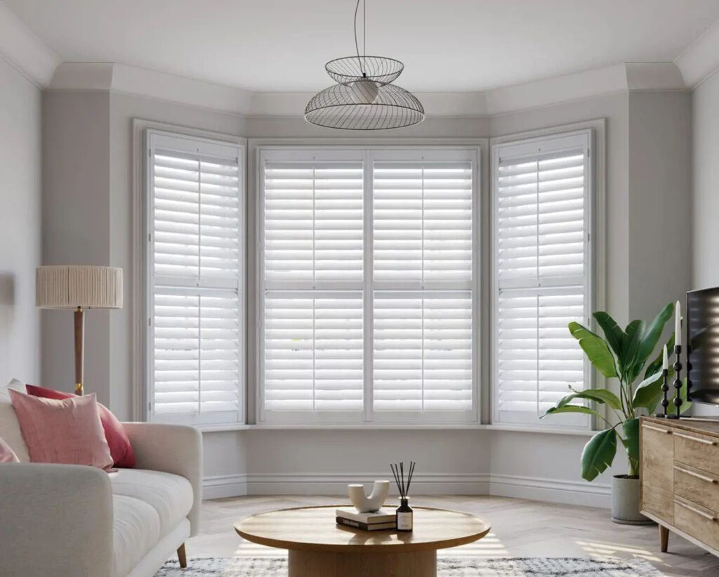 hardwood shutters in white